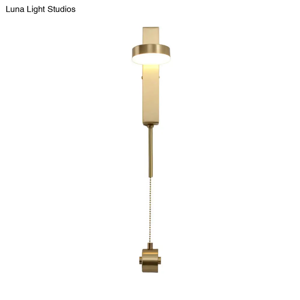 Minimalist L-Shaped Led Wall Sconce With Pull Chain For Living Room Lighting