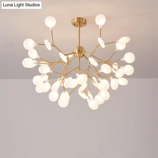 Minimalist Led Acrylic Branch Pendant Chandelier In Brass For Living Room Lighting 45 /