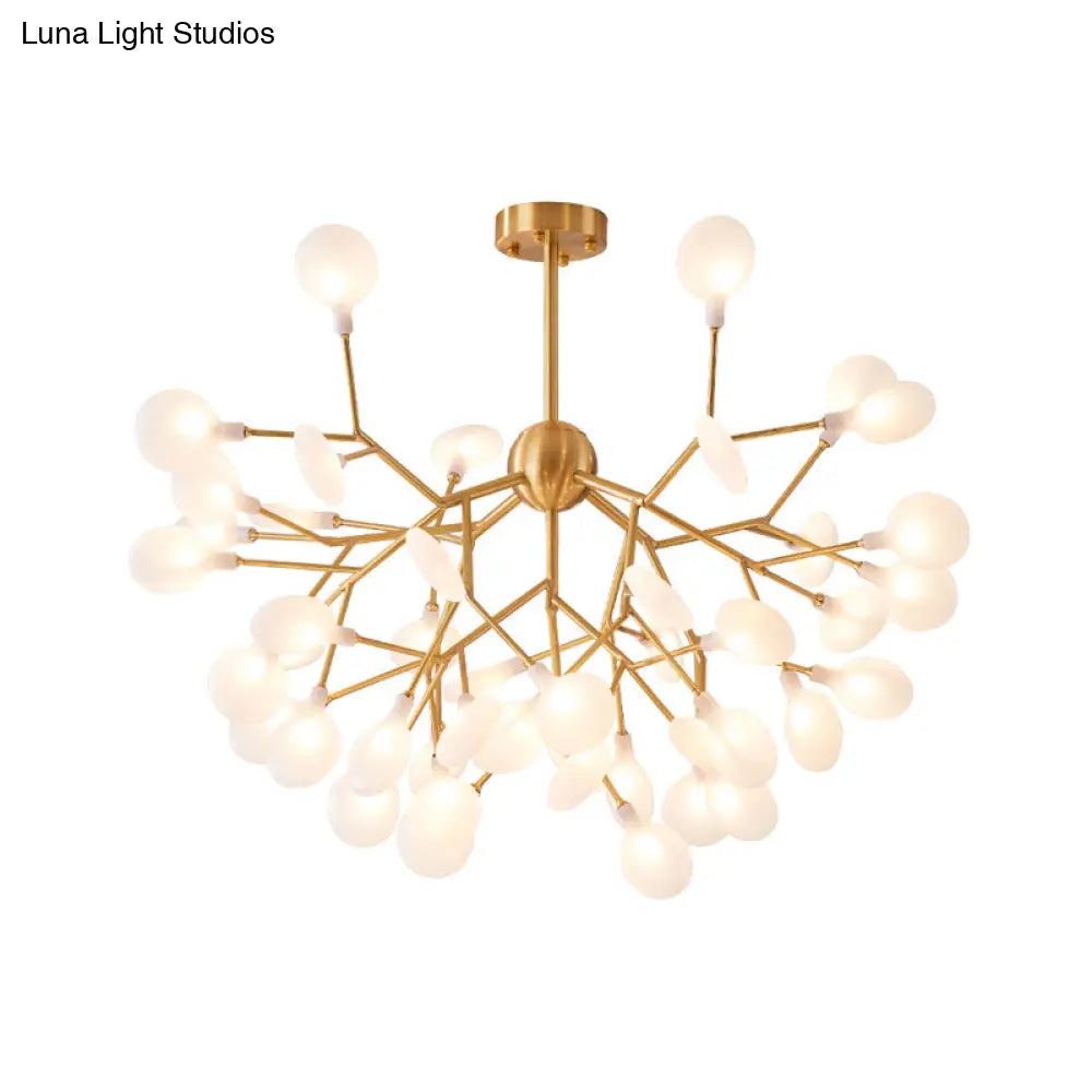 Minimalist Led Acrylic Branch Chandelier In Brass For Living Room