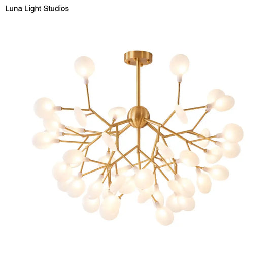 Minimalist Led Acrylic Branch Chandelier In Brass For Living Room