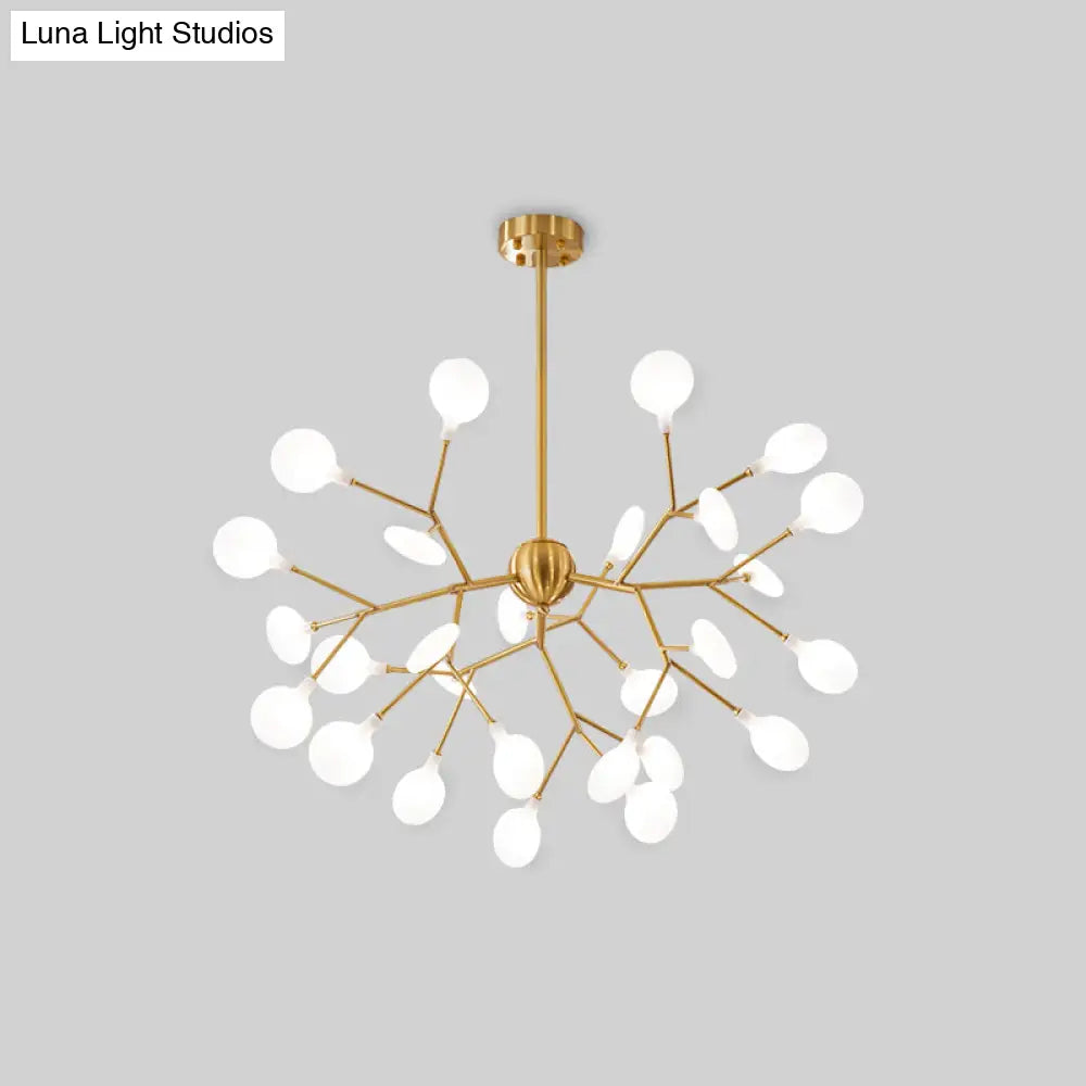 Minimalist Led Acrylic Branch Chandelier In Brass For Living Room