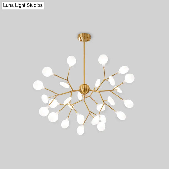 Minimalist Led Acrylic Branch Chandelier In Brass For Living Room