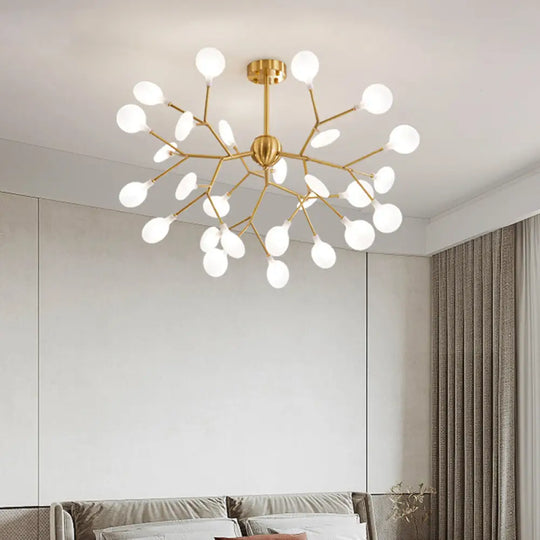 Minimalist Led Acrylic Branch Chandelier In Brass For Living Room 27 /