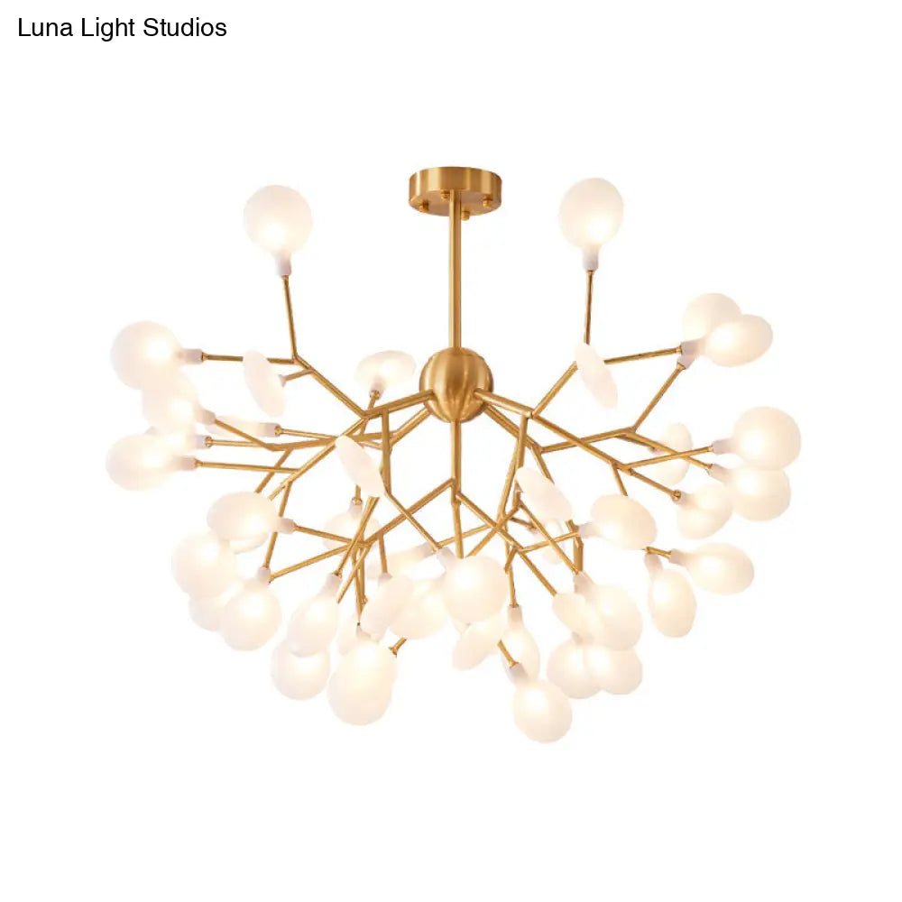 Minimalist Led Acrylic Branch Pendant Chandelier In Brass For Living Room Lighting