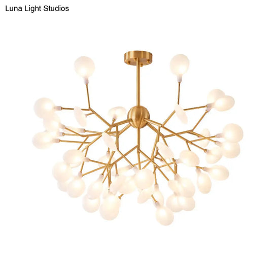 Minimalist Led Acrylic Branch Pendant Chandelier In Brass For Living Room Lighting