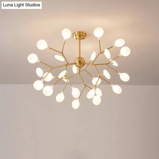 Minimalist Led Acrylic Branch Chandelier In Brass For Living Room