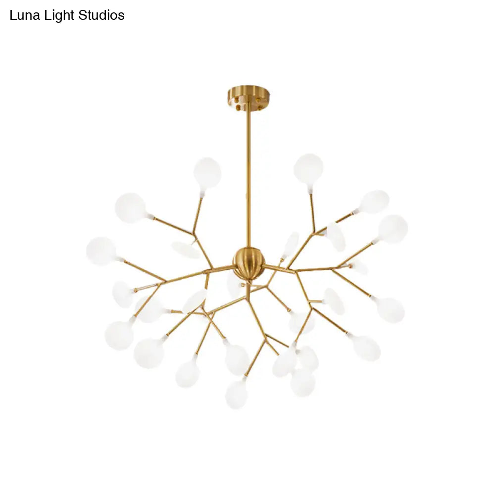 Minimalist Led Acrylic Branch Pendant Chandelier In Brass For Living Room Lighting