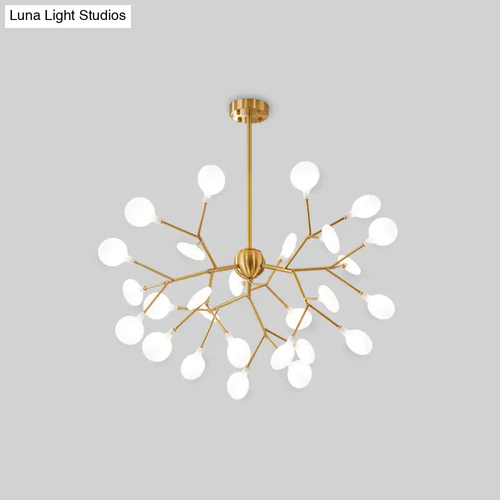 Minimalist Led Acrylic Branch Pendant Chandelier In Brass For Living Room Lighting