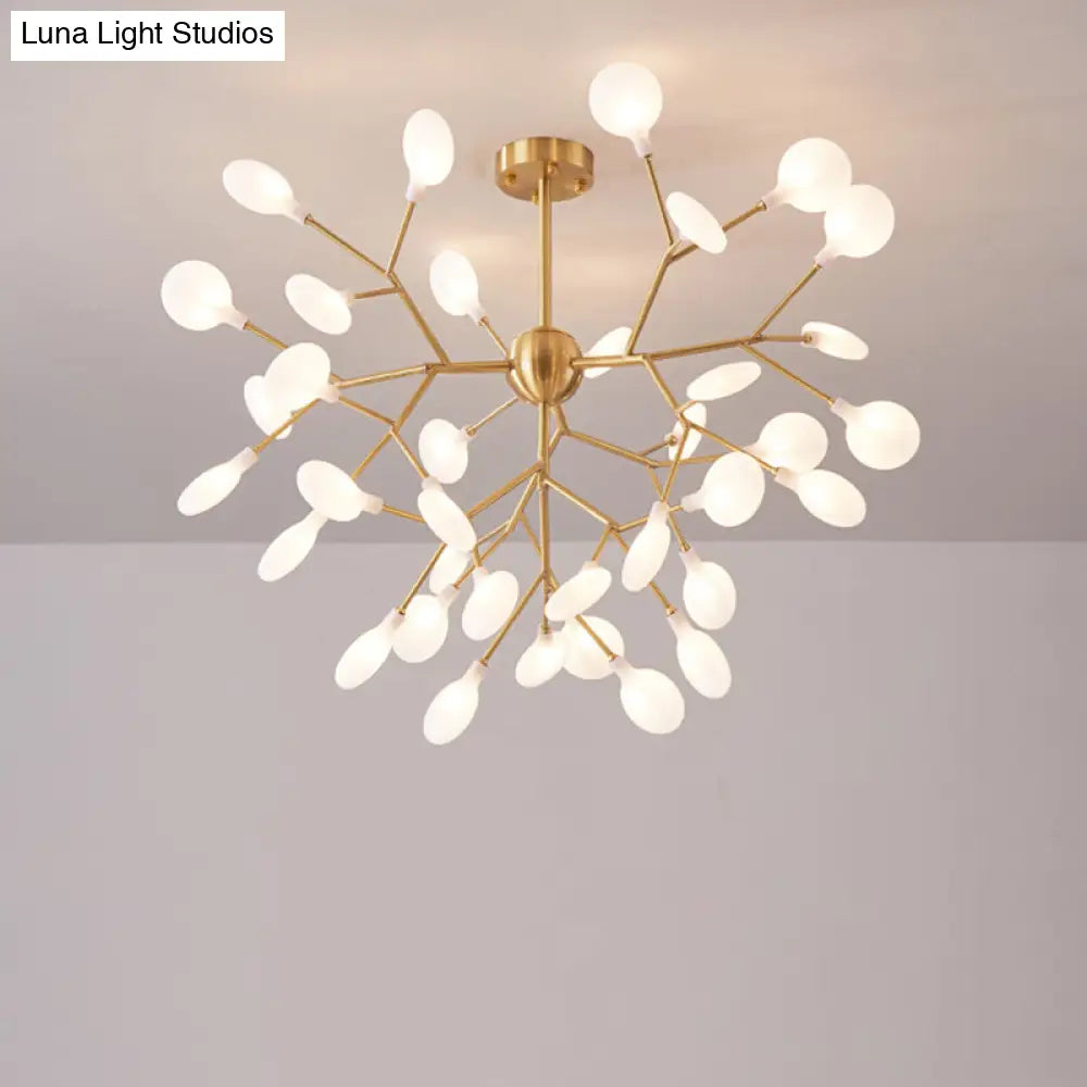 Minimalist Led Acrylic Branch Pendant Chandelier In Brass For Living Room Lighting 36 /