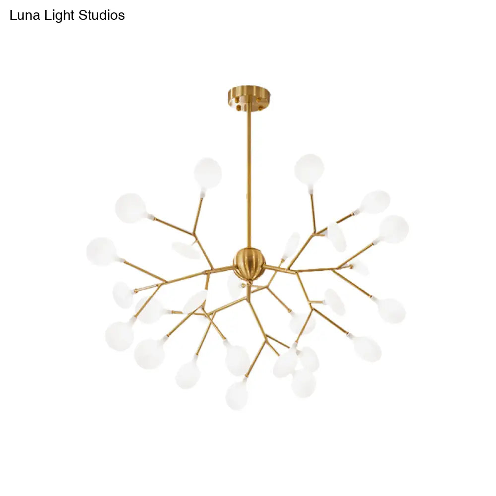 Minimalist Led Acrylic Branch Chandelier In Brass For Living Room