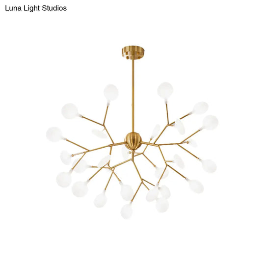 Minimalist Led Acrylic Branch Chandelier In Brass For Living Room