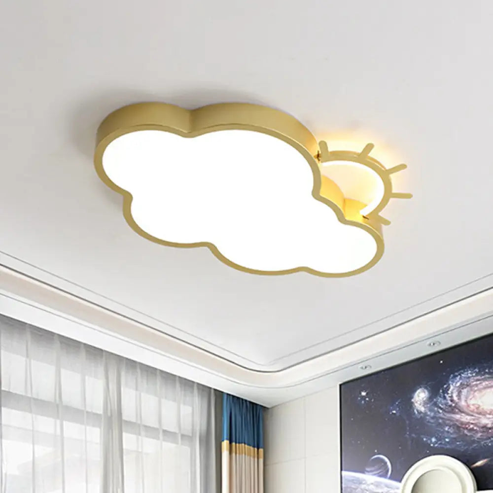 Minimalist Led Acrylic Cloud Flush Mount Lamp In Gold For Bedroom Ceiling / B