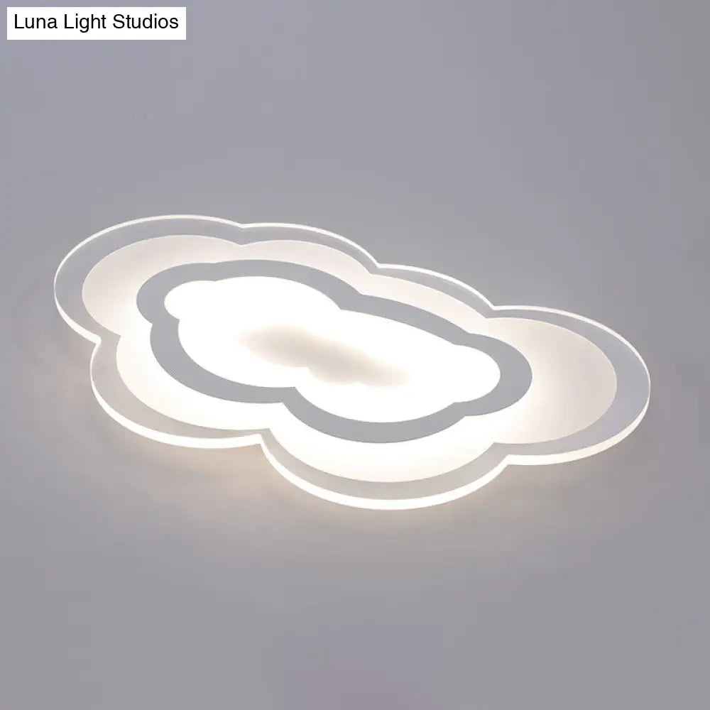 Minimalist Led Acrylic Cloud Flush-Mount Light Fixture - White Ceiling Lighting