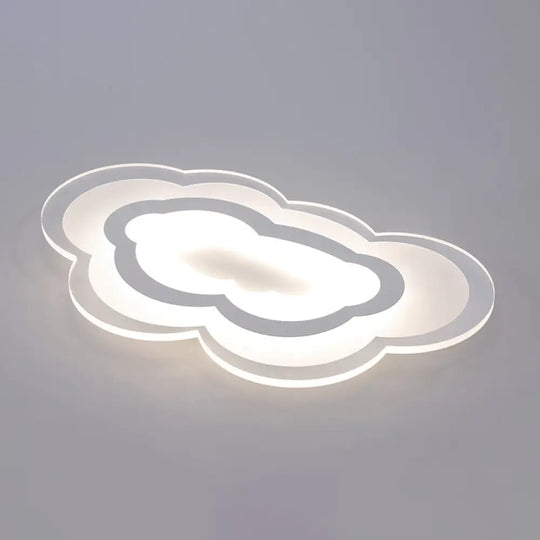 Minimalist Led Acrylic Cloud Flush-Mount Light Fixture - White Ceiling Lighting / Remote Control