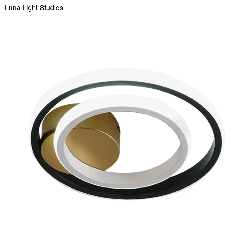 Minimalist Led Acrylic Flush Mount Ceiling Light Fixture - White/Black Round/Square Ring Flushmount