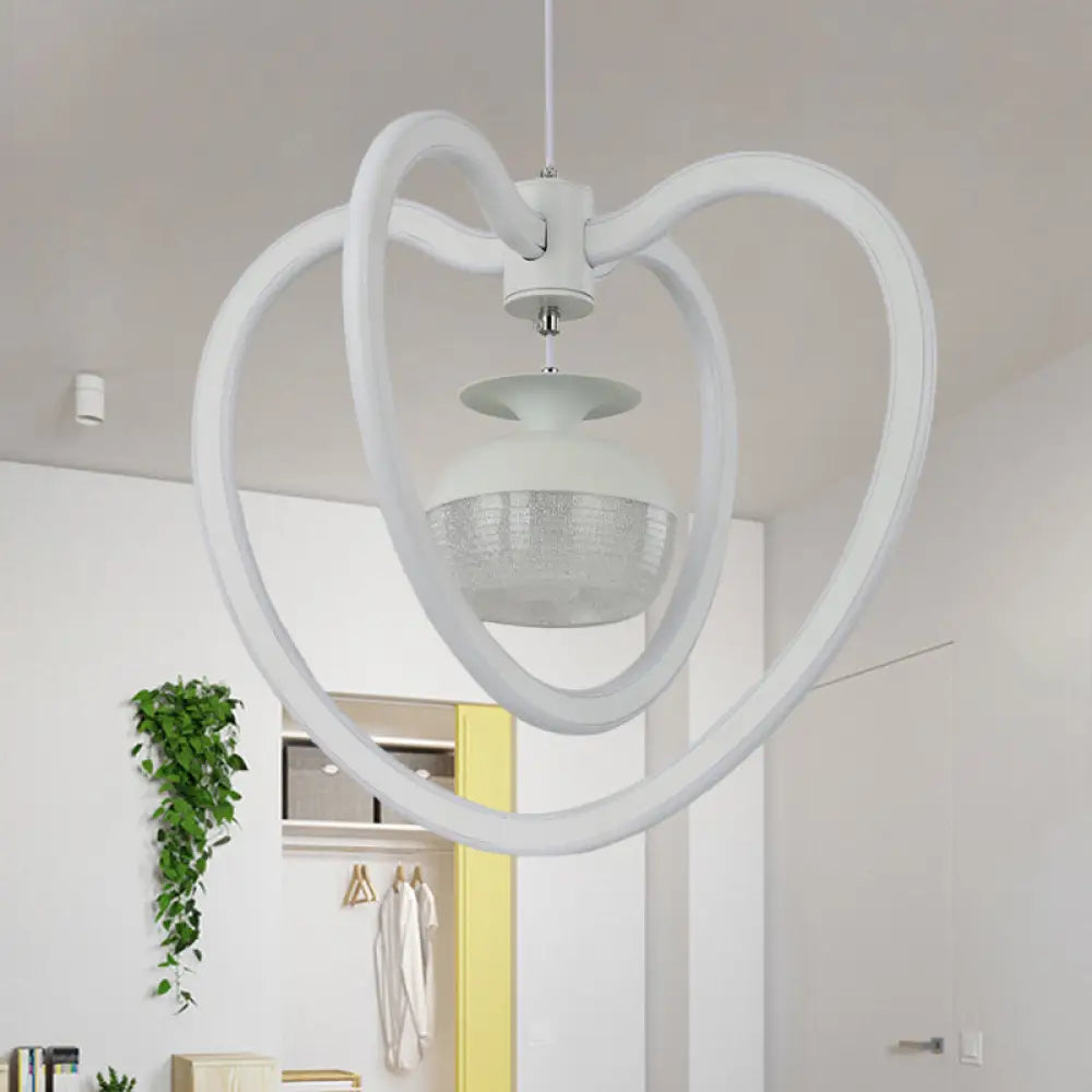 Minimalist Led Acrylic Heart Pendant Lamp With White Hanging Light Kit And Jar Design