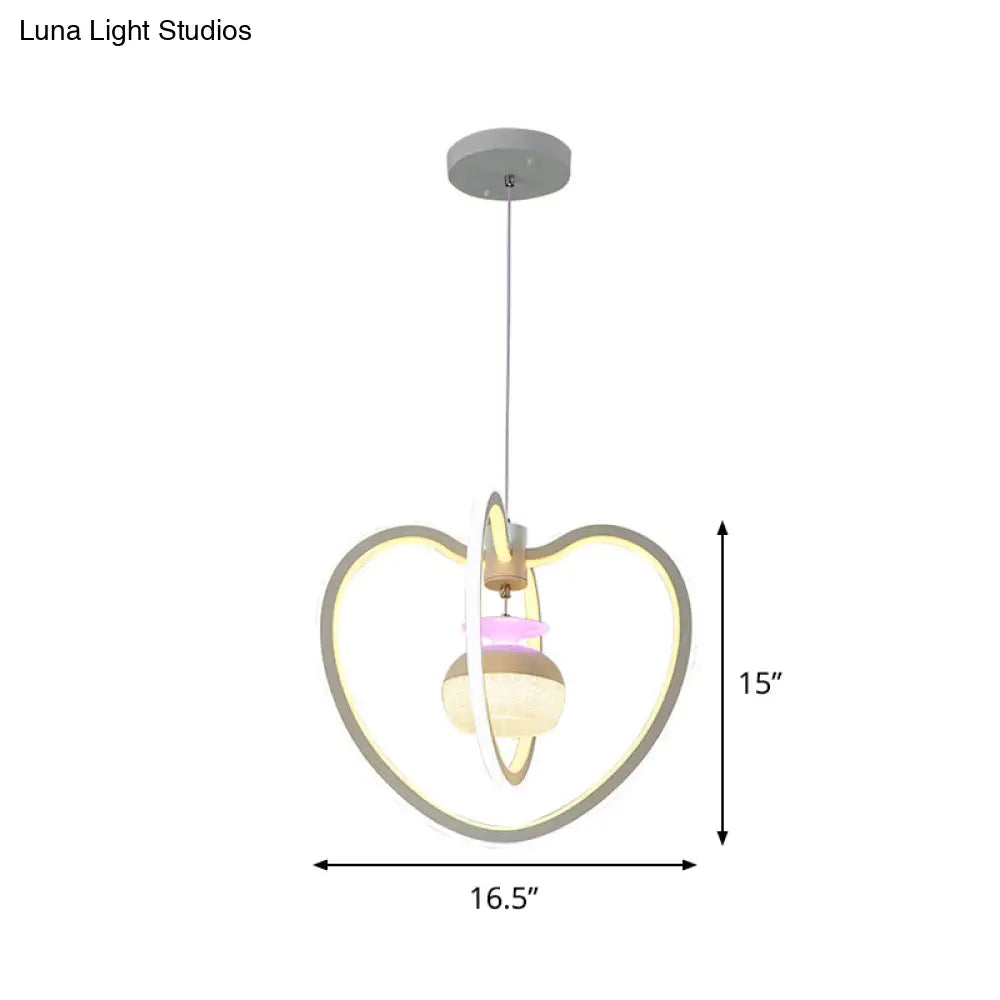 Minimalist Led Acrylic Heart Pendant Lamp With White Hanging Light Kit And Jar Design