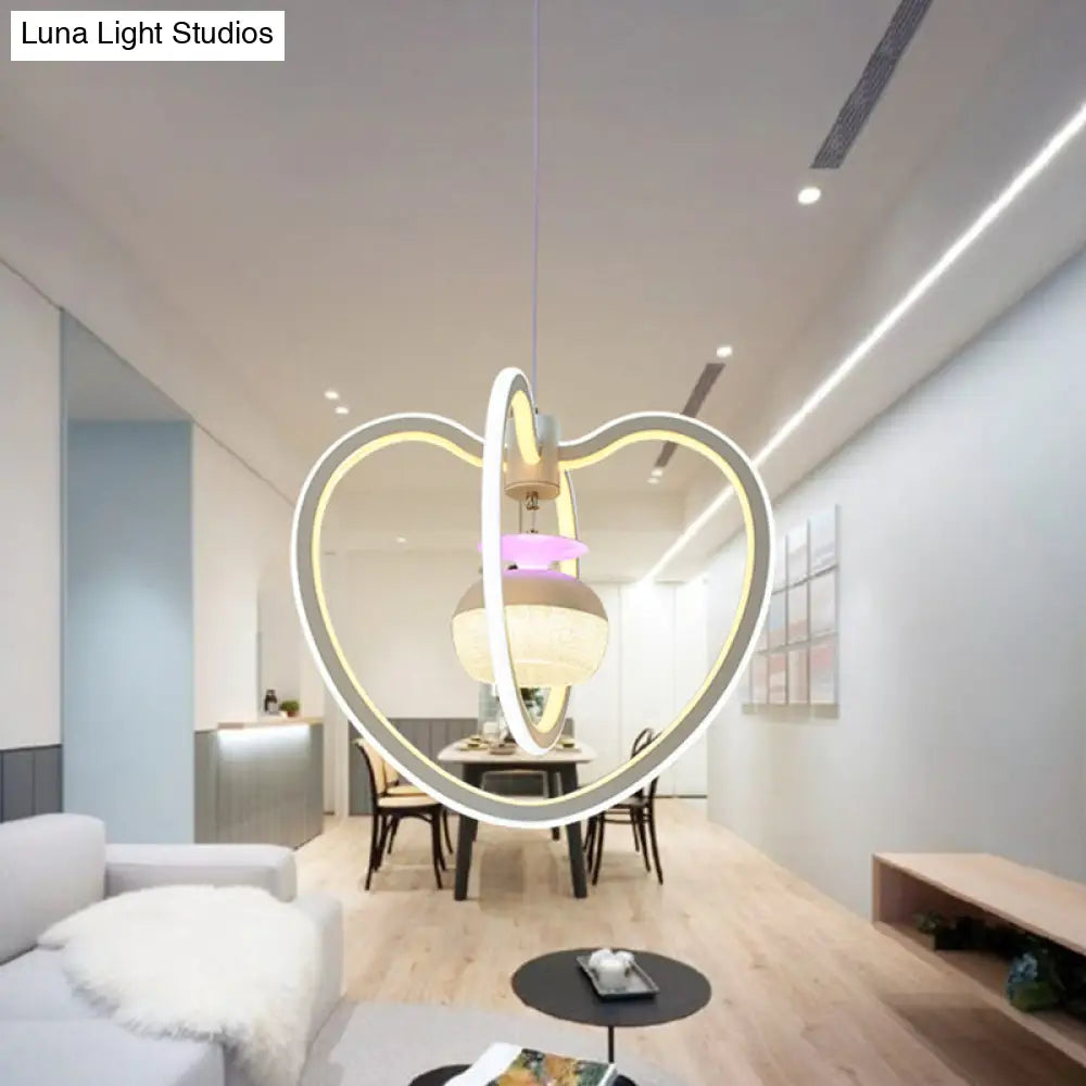 Minimalist Led Acrylic Heart Pendant Lamp With White Hanging Light Kit And Jar Design