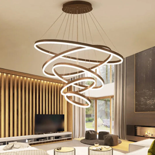 Minimalist Led Acrylic Pendant Chandelier For Living Room Ambiance Coffee / Natural