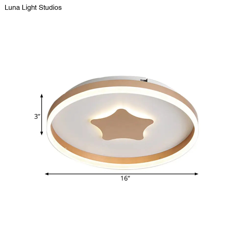 Minimalist Led Acrylic Star Flushmount Lighting In White Bedroom Flush Lamp - 16/19.5 Diameter