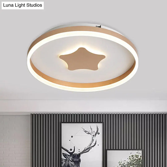 Minimalist Led Acrylic Star Flushmount Lighting In White Bedroom Flush Lamp - 16/19.5 Diameter / 16