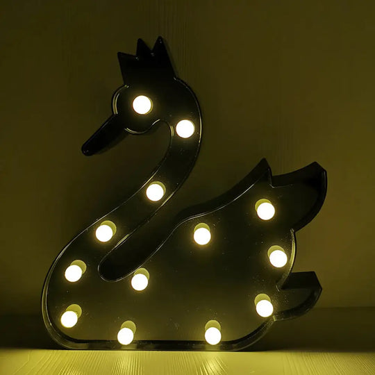 Minimalist Led Baby Room Night Light - Fruit And Animal-Themed Plastic Nightstand Lighting Black