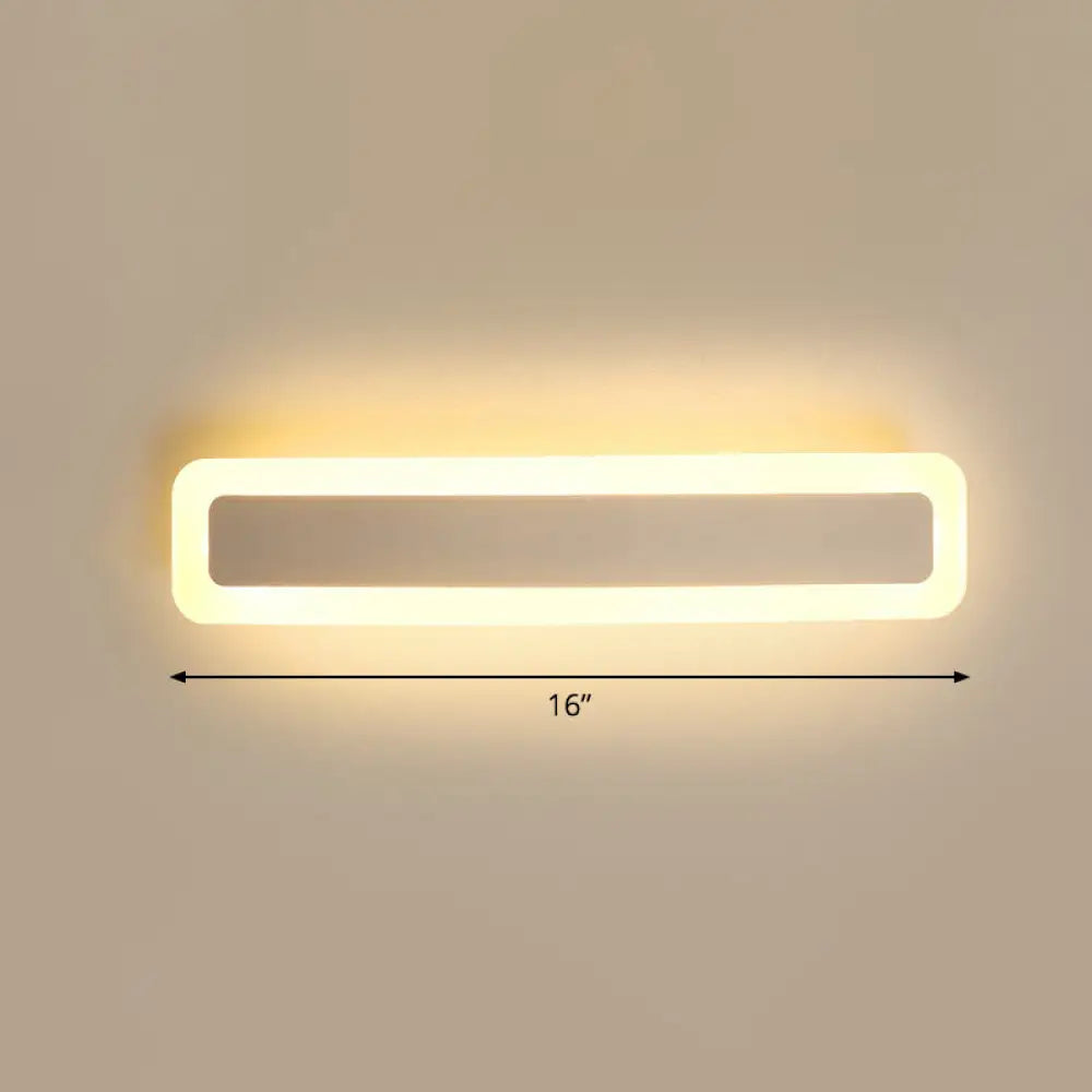 Minimalist Led Bar Vanity Light For Bathroom - White Acrylic Wall Mount / 16 Warm