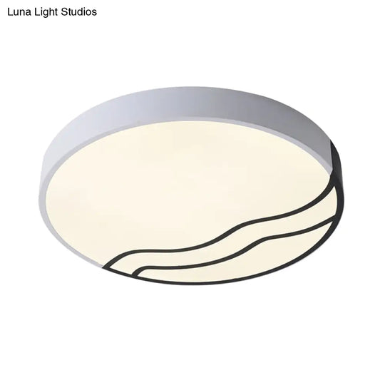 Minimalist Led Bedroom Ceiling Lamp In White/Gold And Black 16’/14’ Diameter