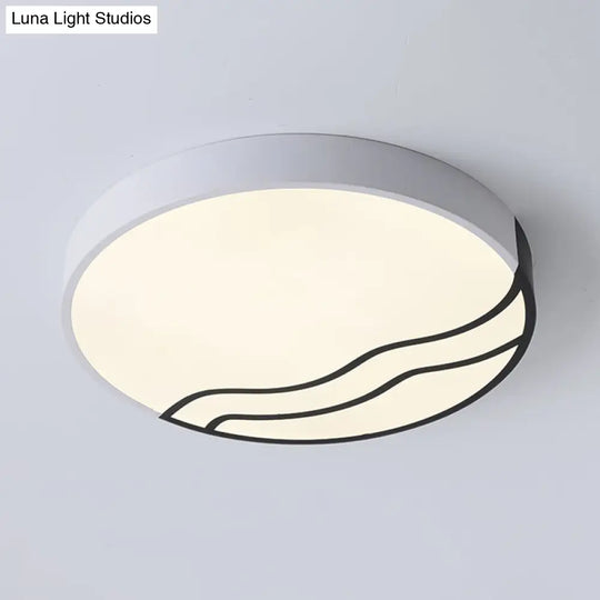 Minimalist Led Bedroom Ceiling Lamp In White/Gold And Black 16’/14’ Diameter