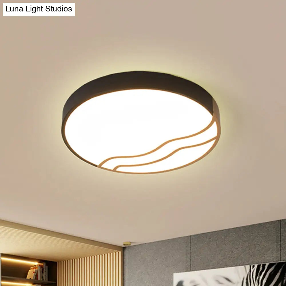 Minimalist Led Bedroom Ceiling Lamp In White/Gold And Black 16/14 Diameter Black-Gold / 14