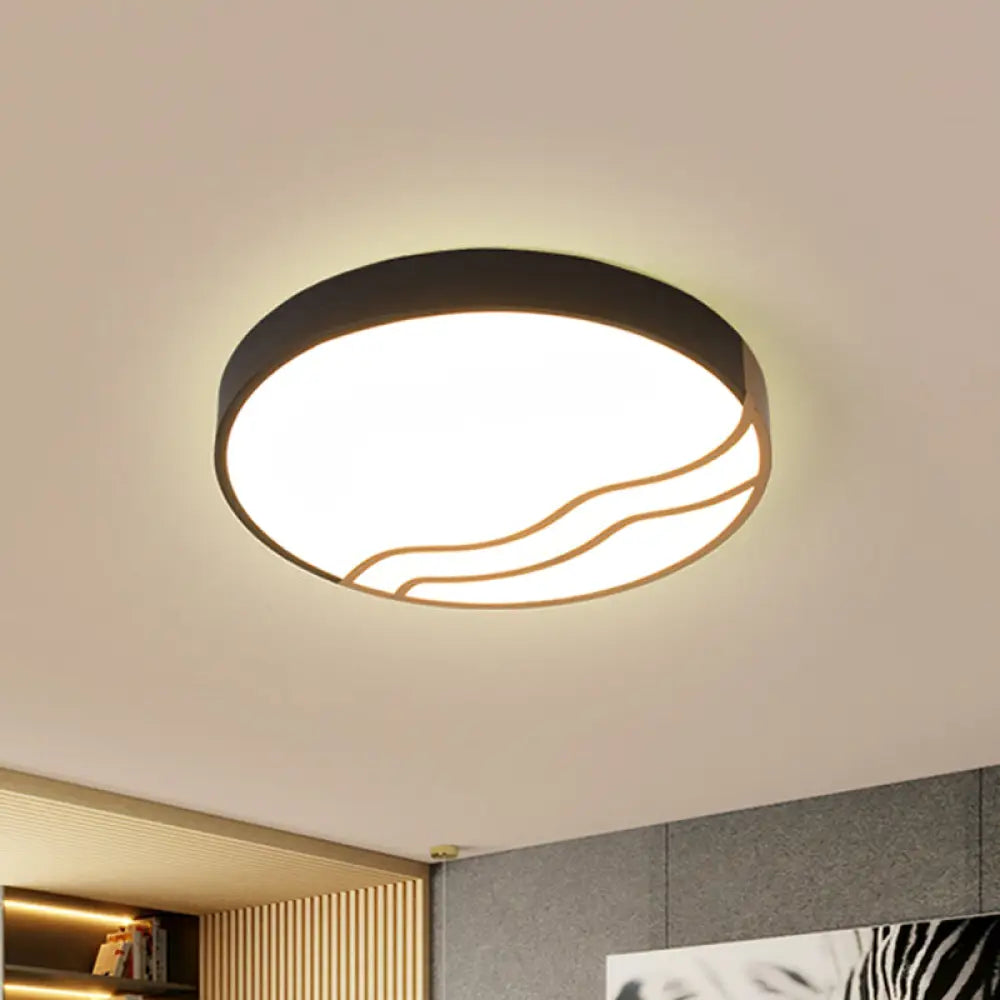 Minimalist Led Bedroom Ceiling Lamp In White/Gold And Black 16’/14’ Diameter Black-Gold / 14’