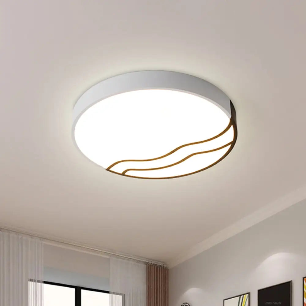 Minimalist Led Bedroom Ceiling Lamp In White/Gold And Black 16’/14’ Diameter Black-White / 14’
