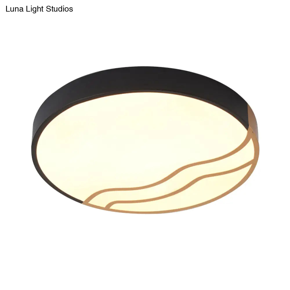 Minimalist Led Bedroom Ceiling Lamp In White/Gold And Black 16’/14’ Diameter