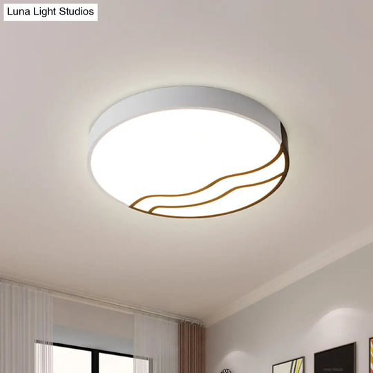 Minimalist Led Bedroom Ceiling Lamp In White/Gold And Black 16/14 Diameter Black-White / 14