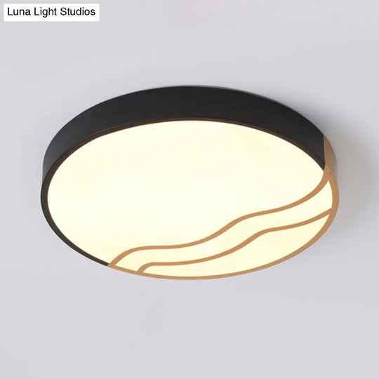 Minimalist Led Bedroom Ceiling Lamp In White/Gold And Black 16’/14’ Diameter