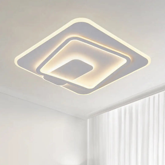 Minimalist Led Bedroom Ceiling Light With Acrylic Shade (Warm/White) White / Warm