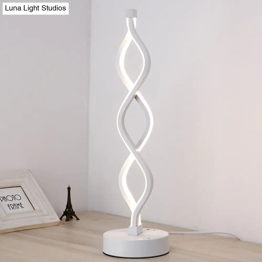 Minimalist Led Bedside Lamp With Spiral Acrylic Shade - Warm/White Light