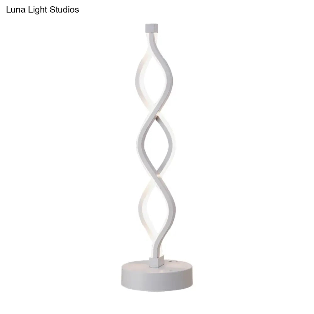 Minimalist Led Bedside Lamp With Spiral Acrylic Shade - Warm/White Light