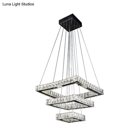 Minimalist Led Black Crystal Ceiling Chandelier Pendant Light Fixture