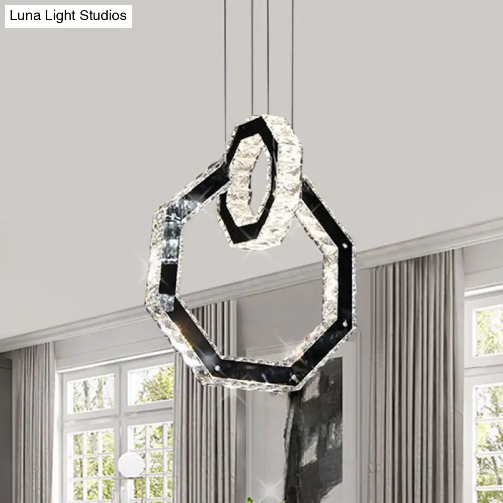 Minimalist Led Black Crystal Chandelier Pendant Light Fixture