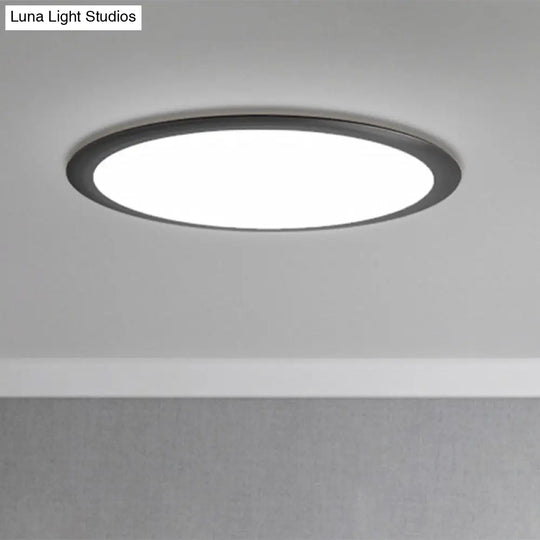 Minimalist Led Black Flush Ceiling Light With Metallic Round Mount White/Warm Options