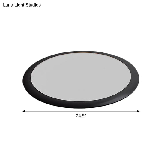 Minimalist Led Black Flush Ceiling Light With Metallic Round Mount White/Warm Options