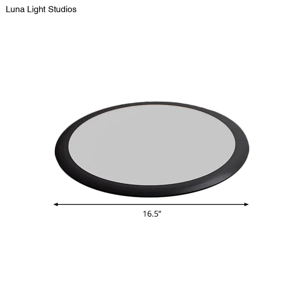 Minimalist Led Black Flush Ceiling Light With Metallic Round Mount White/Warm Options