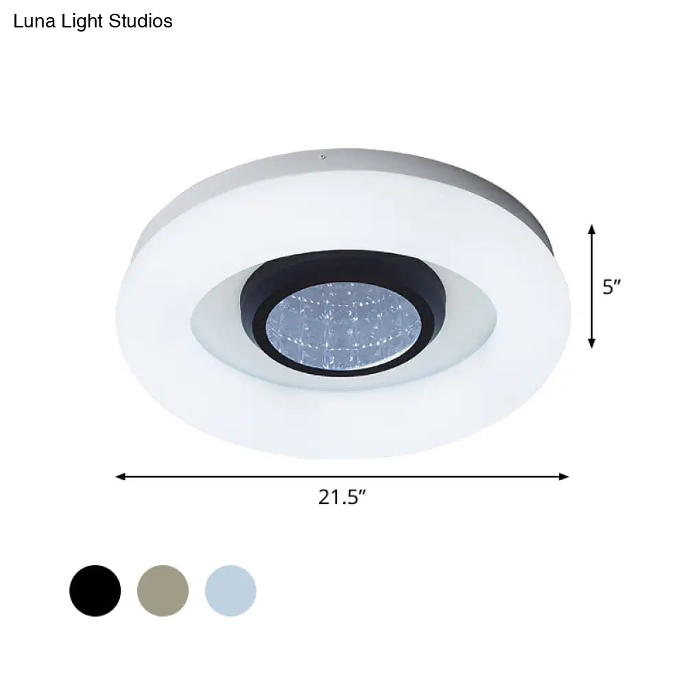 Minimalist Led Ceiling Flush Mount Light With Acrylic Shade In Black/Grey/Silver