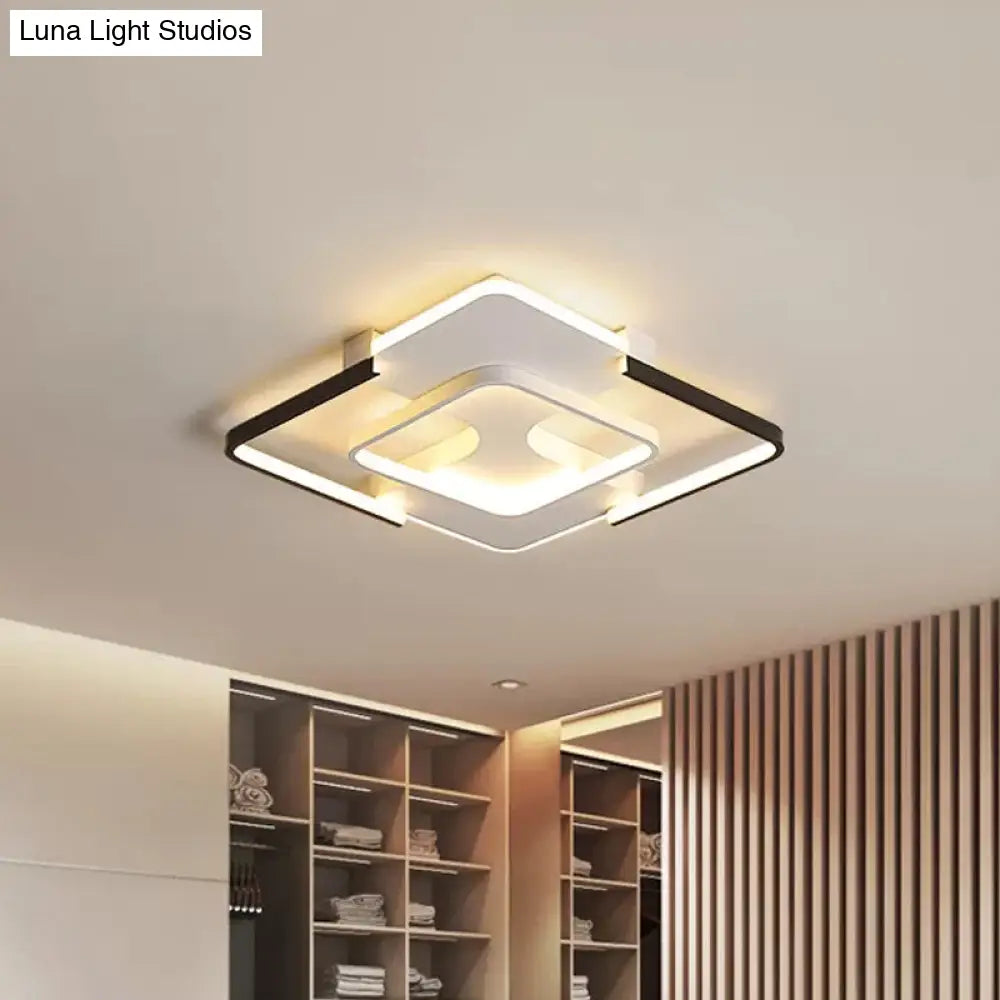 Minimalist Led Ceiling Flush Mount Light With Acrylic Shade In Black & White Warm/White/3 Color