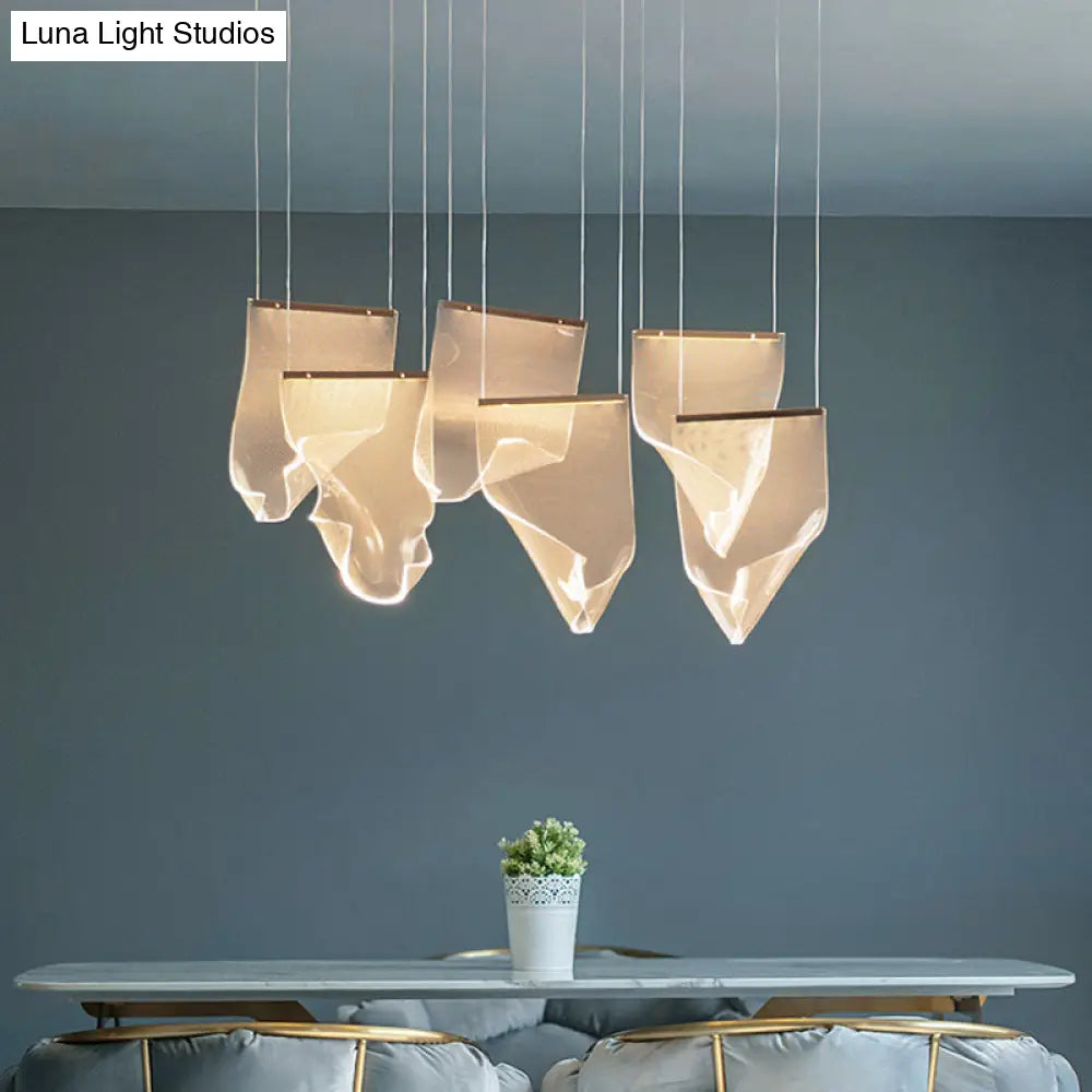 Minimalist Led Ceiling Light - Brass Finish Paper Sheet Inspired Pendant With Acrylic Shade