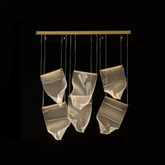 Minimalist Led Ceiling Light - Brass Finish Paper Sheet Inspired Pendant With Acrylic Shade 6 /