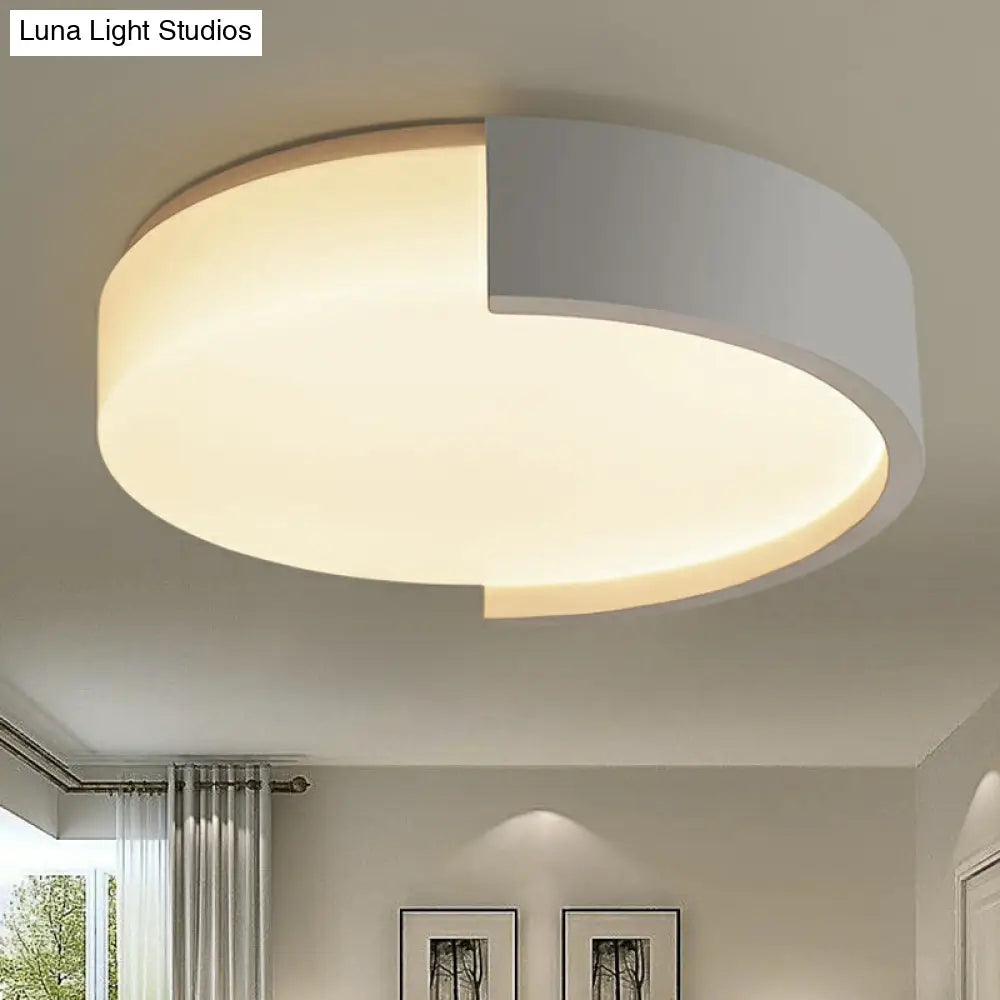Minimalist Led Ceiling Light For Bedrooms - Round White Flush Mount / 16 Warm