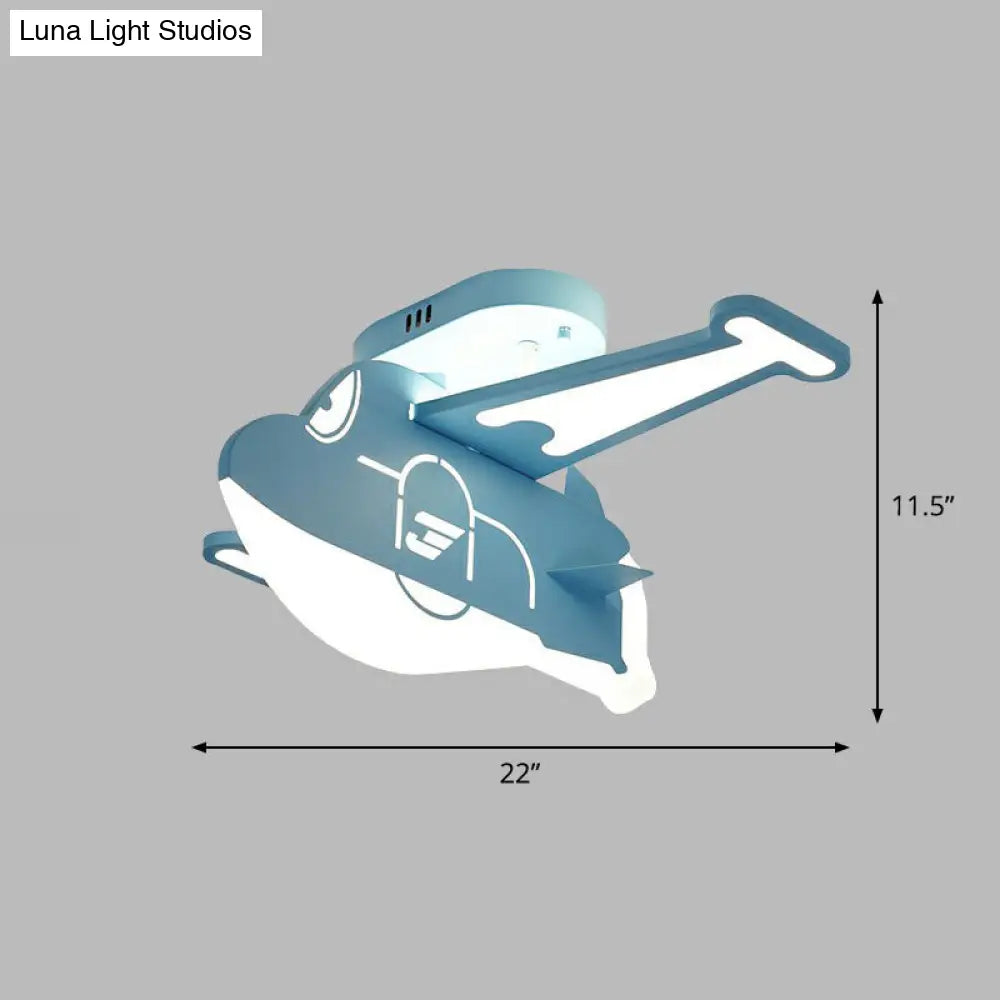 Minimalist Led Ceiling Light For Childs Room - Acrylic Plane Flush Fixture Blue