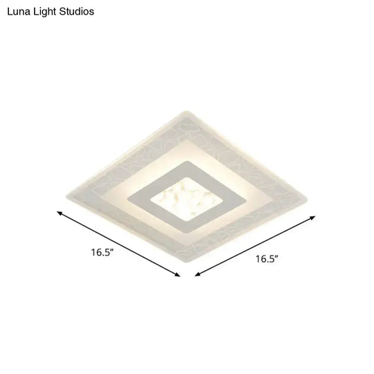 Minimalist Led Ceiling Light In White With Pebble Pattern - Thin And Versatile Shape Options For